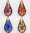 Pendentifs Murano fleur intérieur, chalumeau, feuille, sable d'or & fleur intérieure, plus de couleurs à choisir Environ 6mm, Vendu par PC