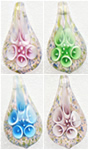 Innere Blume Murano Anhänger, Lampwork, Blatt, Goldsand & innen Blume, keine, 51x28x10mm, Bohrung:ca. 7mm, verkauft von PC