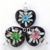 Inner Flower Lampwork Pendants, Heart, gold sand, mixed colors Approx 5mm 