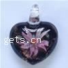 Inner Flower Lampwork Pendants, Heart, gold sand Approx 5mm 