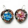 Inner Flower Lampwork Pendants, Heart, gold sand, mixed colors Approx 5mm 