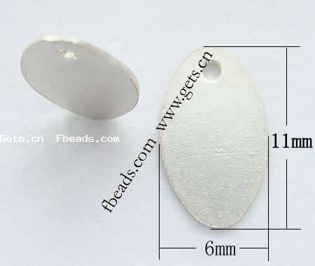 Sterling Silber Tag, 925 Sterling Silber, oval, plattiert, keine, 11x6x0.5mm, Bohrung:ca. 1mm, verkauft von PC