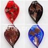 Lampwork Pendants, Leaf, handmade, gold sand Approx 9mm 