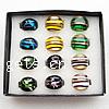 Anillos de Cristal de Murano, diverso tamaño para la opción, color mixto, 27x27mm, 19-23mm, agujero:aproximado 18mm, 12PCs/Caja, Vendido por Caja