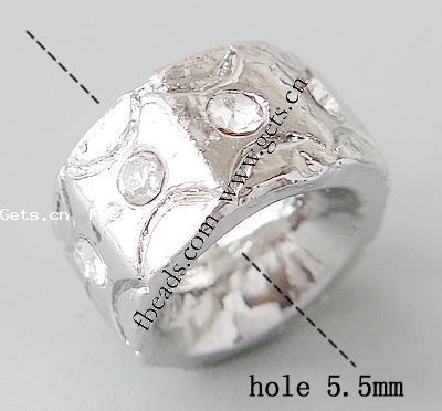 grano Europeo de aleación Zinc con diamante, aleación de zinc, Toroidal, chapado, sin rosca & con diamantes de imitación, más colores para la opción, libre de níquel, plomo & cadmio, 11x6mm, agujero:aproximado 4.2-4.5mm, Vendido por UD