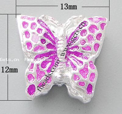 Enamel Zinc Alloy European Beads, Butterfly, plated, without troll & large hole, more colors for choice, nickel, lead & cadmium free, 13x12x7mm, Hole:Approx 4.2mm, Sold By PC