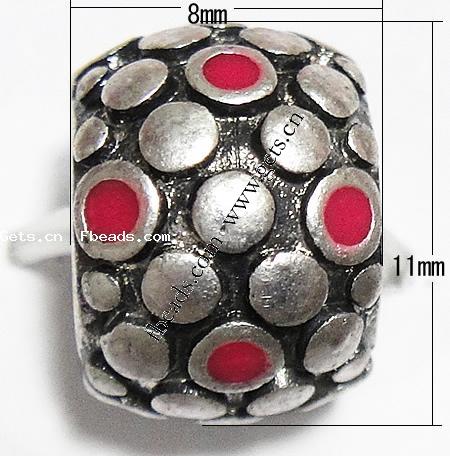 Enamel Zinc Alloy European Beads, Rondelle, plated, without troll & large hole, more colors for choice, 11x8mm, Hole:Approx 4.5mm, Sold By PC