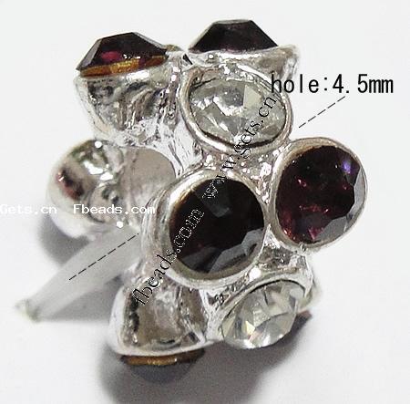 grano Europeo de aleación Zinc con diamante, aleación de zinc, Toroidal, chapado, sin rosca & con diamantes de imitación, más colores para la opción, 12x9mm, agujero:aproximado 4.5mm, Vendido por UD