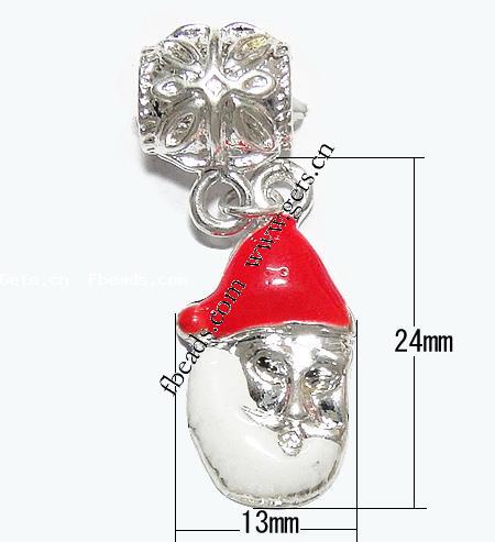 Europa Weihnachtsanhänger, Zinklegierung, Weihnachtsmann, plattiert, imitiertes Rhodonit & Weihnachtsschmuck & ohne troll & Emaille, keine, 24x13x3mm, Bohrung:ca. 4.5mm, Länge:40 , verkauft von PC