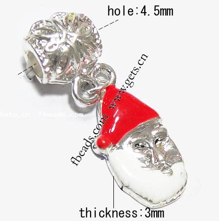 Europa Weihnachtsanhänger, Zinklegierung, Weihnachtsmann, plattiert, imitiertes Rhodonit & Weihnachtsschmuck & ohne troll & Emaille, keine, 24x13x3mm, Bohrung:ca. 4.5mm, Länge:40 , verkauft von PC