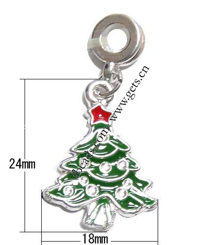 Europa Weihnachtsanhänger, Zinklegierung, Weihnachtsbaum, plattiert, Weihnachtsschmuck & ohne troll & Emaille, keine, 24x18x3mm, Bohrung:ca. 4.5mm, Länge:36 , verkauft von PC