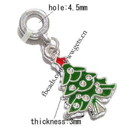 European Christmas Pendant, Zinc Alloy, Christmas Tree, plated, Christmas jewelry & without troll & enamel, more colors for choice, 24x18x3mm, Hole:Approx 4.5mm, Length:36 , Sold By PC