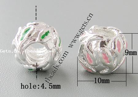 エナメル質亜鉛合金パンドラ ビーズ, 亜鉛合金, ドラム形, メッキ, ネジ無 & ラージホール, 無色, ニッケル、鉛、カドミウムフリー, 10x9mm, 穴:約 4.5mm, 売り手 パソコン