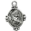 Pendentif Saint en alliage de zinc, ovale plat, Plaquage normal, plus de couleurs à choisir, sans cadmium Environ 1mm, Environ Vendu par sac