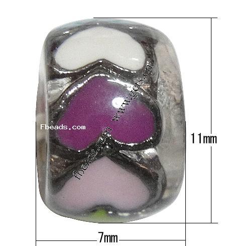 Enamel Zinc Alloy European Beads, Rondelle, plated, without troll & large hole, more colors for choice, 11x7mm, Hole:Approx 4.5mm, Sold By PC