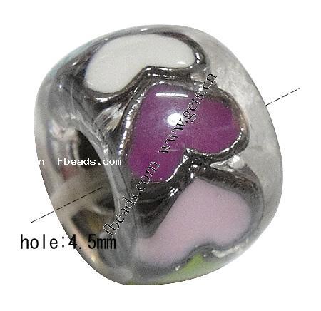 Enamel Zinc Alloy European Beads, Rondelle, plated, without troll & large hole, more colors for choice, 11x7mm, Hole:Approx 4.5mm, Sold By PC