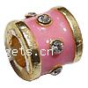 Émail Zinc Alloy European Beads, alliage de zinc, tube, Placage, sans filetage & émail & avec strass & grand trou, plus de couleurs à choisir Environ 4.5mm, Vendu par PC