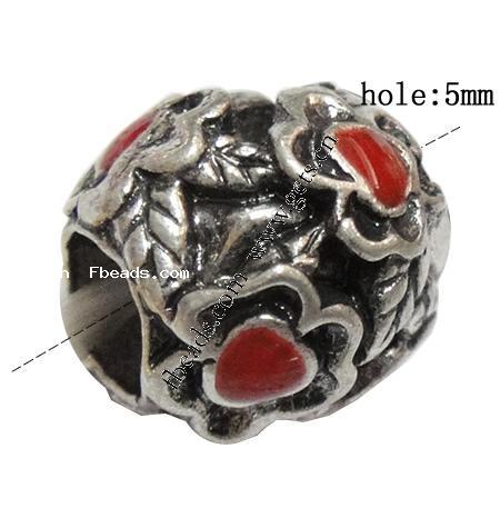 Enamel Zinc Alloy European Beads, Drum, plated, without troll & large hole, more colors for choice, 10.5x11x11mm, Hole:Approx 5mm, Sold By PC