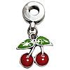 Zinc Alloy European Pendants, Cherry, plated, enamel Approx 4mm 