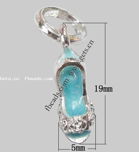 Pendentifs de chaussures en alliage de zinc, avec émail, Placage, émail, plus de couleurs à choisir, 19x5x9mm, Trou:Environ 6mm, Longueur:25 , Vendu par PC