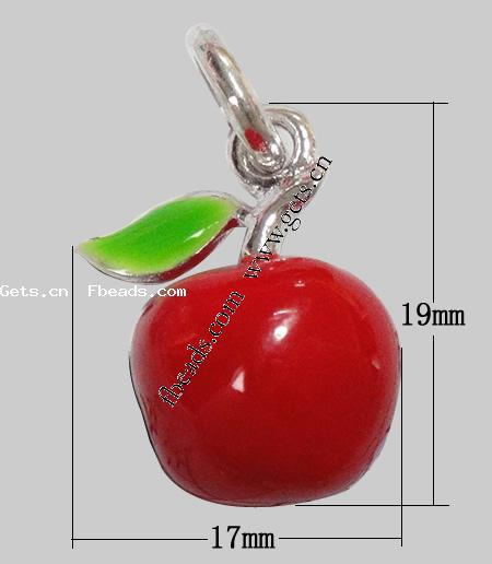 Zinc Alloy Enamel Pendants, Apple, plated, more colors for choice, 19x17x12mm, Hole:Approx 6mm, Length:25 , Sold By PC