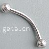 Acero inoxidable curvado Barbell, acero inoxidable 304, color original, 18x3mm, Vendido por UD