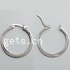 Stainless Steel Hoop Earring, Donut, original color 