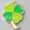 Zinc Alloy Enamel Pendants, Four Leaf Clover, plated Approx 4mm 