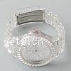 Reloj de Pulsera de mujeres, aleación de zinc, con Plástico, chapado en color de platina, transparente & con diamantes de imitación, color de platina, 40x40mm, longitud:10 Inch, Vendido por UD