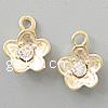 Brass Flower Pendants, plated, Customized & 5 petal & with A grade rhinestone 