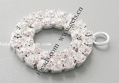 Strass Messing Anhänger, Kreisring, plattiert, mit Strass, keine, 18x18x2.5mm, Bohrung:ca. 3mm, 100PCs/Tasche, verkauft von Tasche