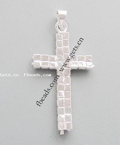 pendentifs de Croix en Laiton , Placage, avec strass, plus de couleurs à choisir, 30x18x2.8mm, Trou:Environ 4mm, 100PC/sac, Vendu par sac