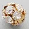 Boule strass Spacer, laiton, Rond, Placage, avec strass, plus de couleurs à choisir, grade B, 12mm Environ 1.7mm Vendu par sac