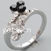 Rhinestone Zinc Alloy Finger Ring, Heart, with Czech rhinestone Approx 16.8mm, US Ring .5 