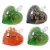 Lampwork Pendants, Heart, handmade, gold sand Approx 2mm 