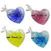 Pendentifs Murano fleur intérieur, chalumeau, coeur, fleur intérieure, plus de couleurs à choisir, 40-44mm;32mm Environ 4mm, Vendu par PC