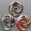 Edelstein Muschel Ohrring, Lampwork, Spirale, Formherstellung, Goldsand & Silberfolie, keine, 51x46.5x6mm, Bohrung:ca. 5mm, verkauft von PC