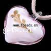 Lampwork Pendants, Heart, handmade, gold sand, pink Approx 5mm 