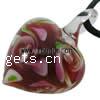 Lampwork Pendants, Heart, handmade, with flower pattern Approx 5mm 