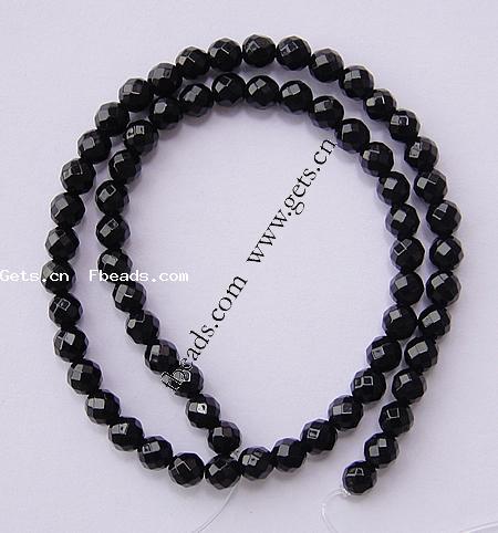 Black Stone Bead, Round, more sizes for choice & handmade faceted, Hole:Approx 1-1.5mm, Length:15 Inch, Sold By Strand