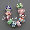 Raffinierte Glasperlen, Lampwork, Rondell, rundes Loch & mit Blumenmuster, keine, 9x15mm, Bohrung:ca. 3mm, verkauft von PC