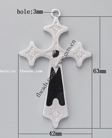 Zinc Alloy Cross Pendants, with enamel, plated, enamel, more colors for choice, 63x42x4mm, Hole:Approx 3mm, Sold By PC