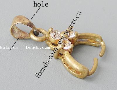 clip de pince en laiton, Plaquage normal, avec strass, plus de couleurs à choisir, sans cadmium, 17x12x5mm, Trou:Environ 5x4mm, Vendu par PC