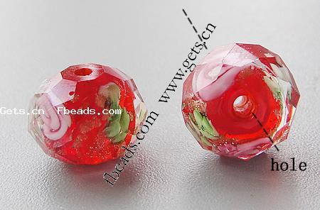 Abalorios de Cristal Millefiori , Cristal de Millefiori, Toroidal, Modificado para requisitos particulares & más tamaños para la opción & hecho a mano facetas, Rojo, agujero:aproximado 2-4mm, Vendido por UD