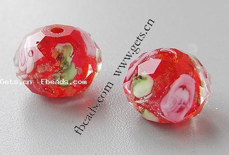 Abalorios de Cristal Millefiori , Cristal de Millefiori, Toroidal, Modificado para requisitos particulares & más tamaños para la opción & hecho a mano facetas, Rojo, agujero:aproximado 2-4mm, Vendido por UD