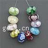 Raffinierte Glasperlen, Lampwork, Rondell, mit Blumenmuster, keine, 8x12mm, Bohrung:ca. 3.5mm, verkauft von PC