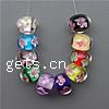 Raffinierte Glasperlen, Lampwork, Rondell, mit Blumenmuster & uneben, keine, 8x12mm, Bohrung:ca. 3.5mm, verkauft von PC