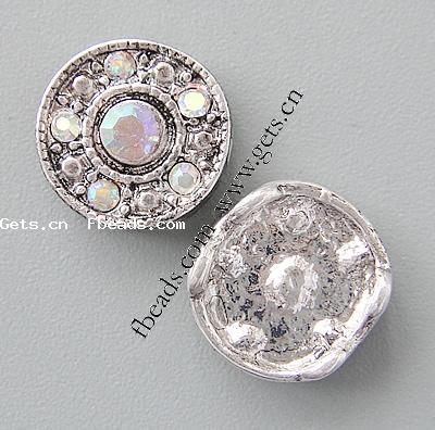 Rhinestone Zinc Alloy Connector, Flat Round, plated, with rhinestone, more colors for choice, nickel, lead & cadmium free, 12x12x4mm, Hole:Approx 1.5mm, Sold By PC