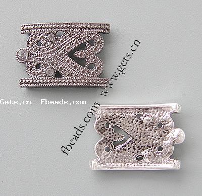 Barra separadora de diamantes de imitación, con aleación de zinc, Rectángular, chapado, 2-sarta, más colores para la opción, 26x18x3mm, agujero:aproximado 1.5mm, Vendido por UD