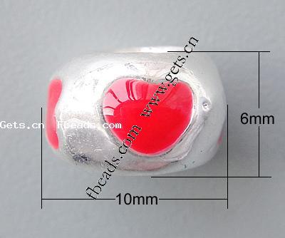 Пандора бусины сплава цинка эмаль, цинковый сплав, Круглая форма, Другое покрытие, с рисунками сердца & без Тролль & крупное отверстие, Много цветов для выбора, 10x6mm, отверстие:Приблизительно 4.2-4.5mm, продается PC